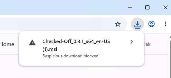 Chrome: Suspicious download blocked