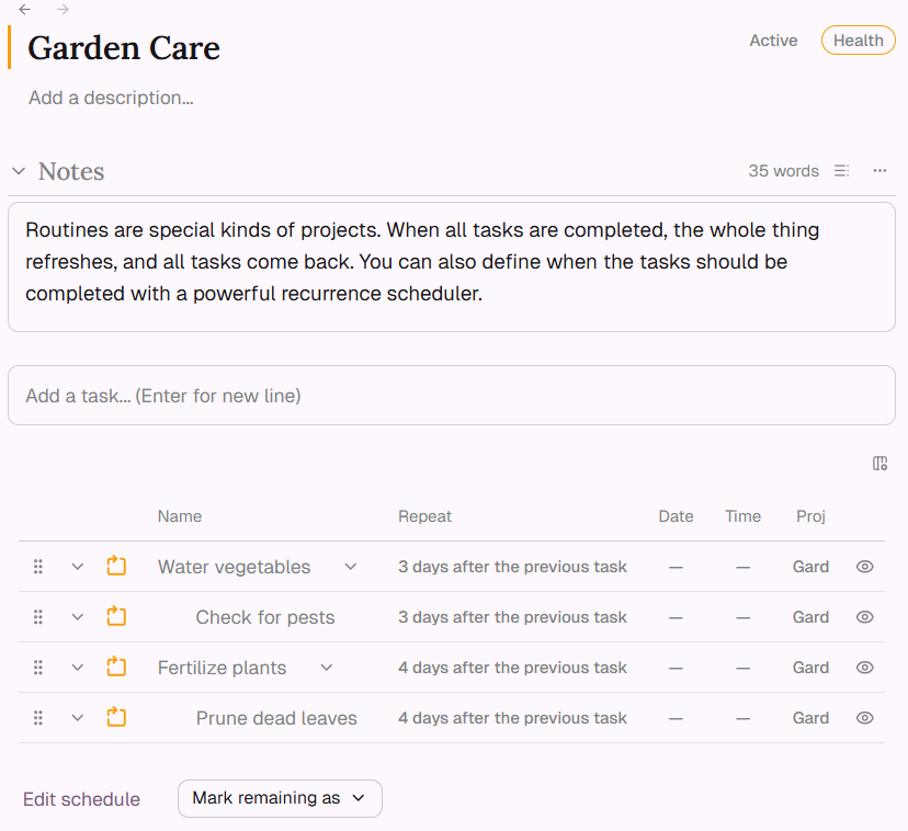 Routines organized by domain