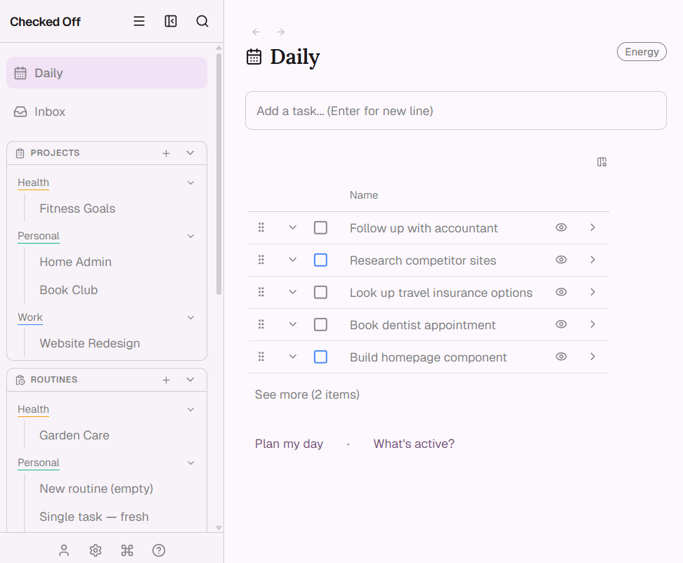 Bounded daily list